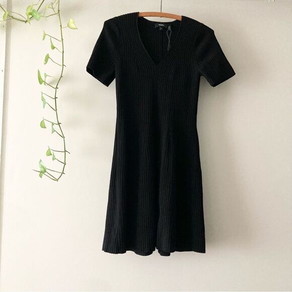 Theory Knit‎ Flare Dress Prosecco Black Sz XL - Picture 2 of 5